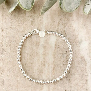 925 Sterling Silver Bead Bracelet 4 mm Ball Bracelet Small Bracelet 7 inch